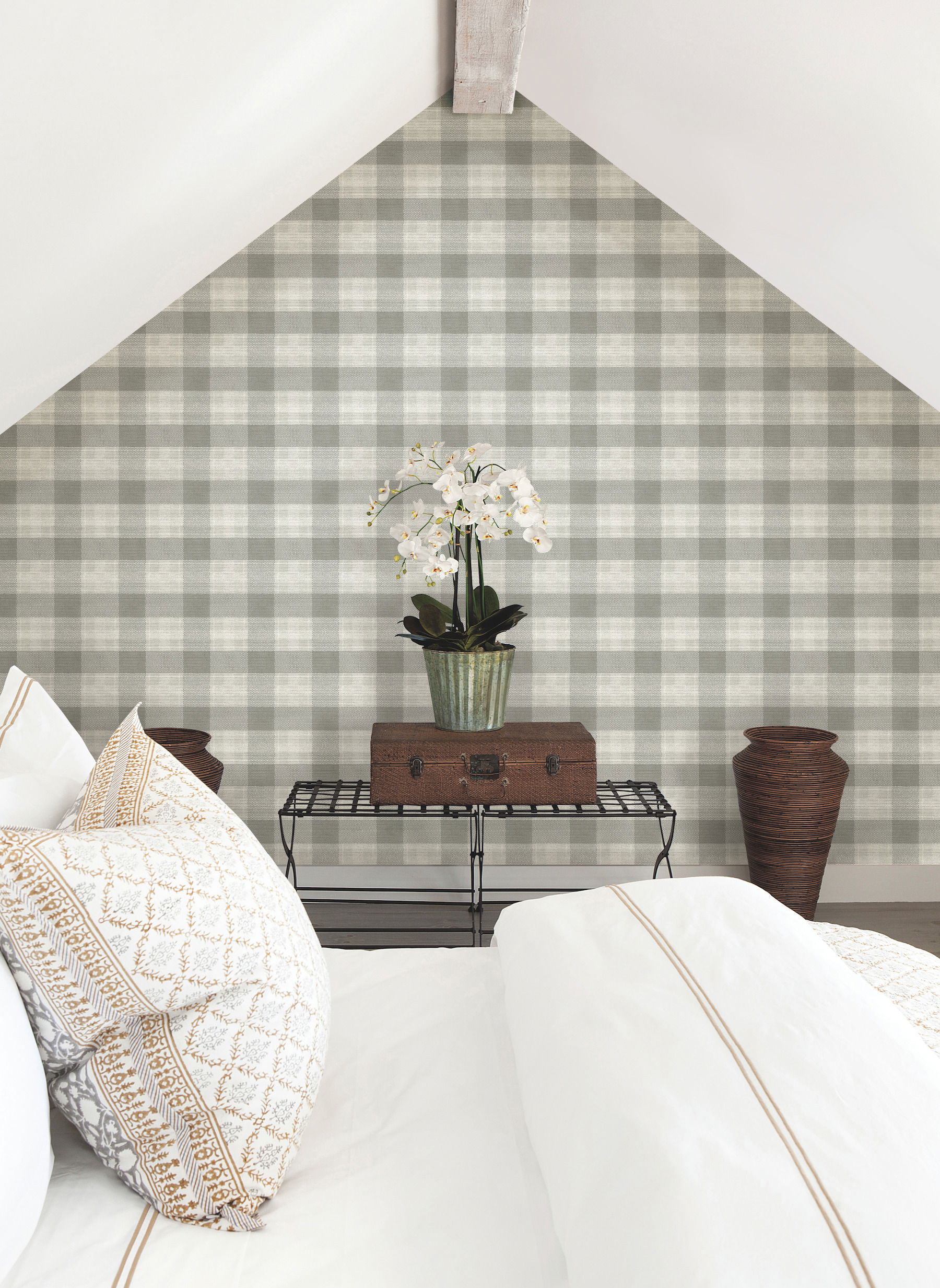 Woven Buffalo Check Grey Wallpaper large image 