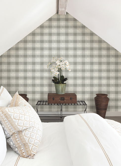 Woven Buffalo Check Grey Wallpaper