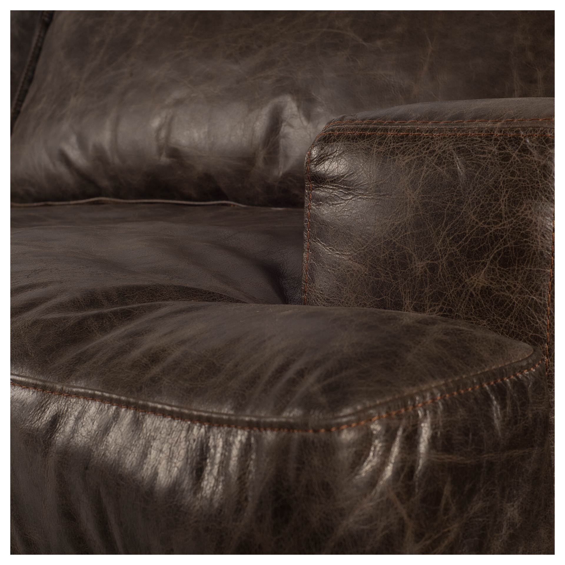 Colburne I Brown Leather Body Wood/Iron Frame Club Chair, Accent Chair by Mercana, 40.55" length x 40.55" width x 32.28" height View 3