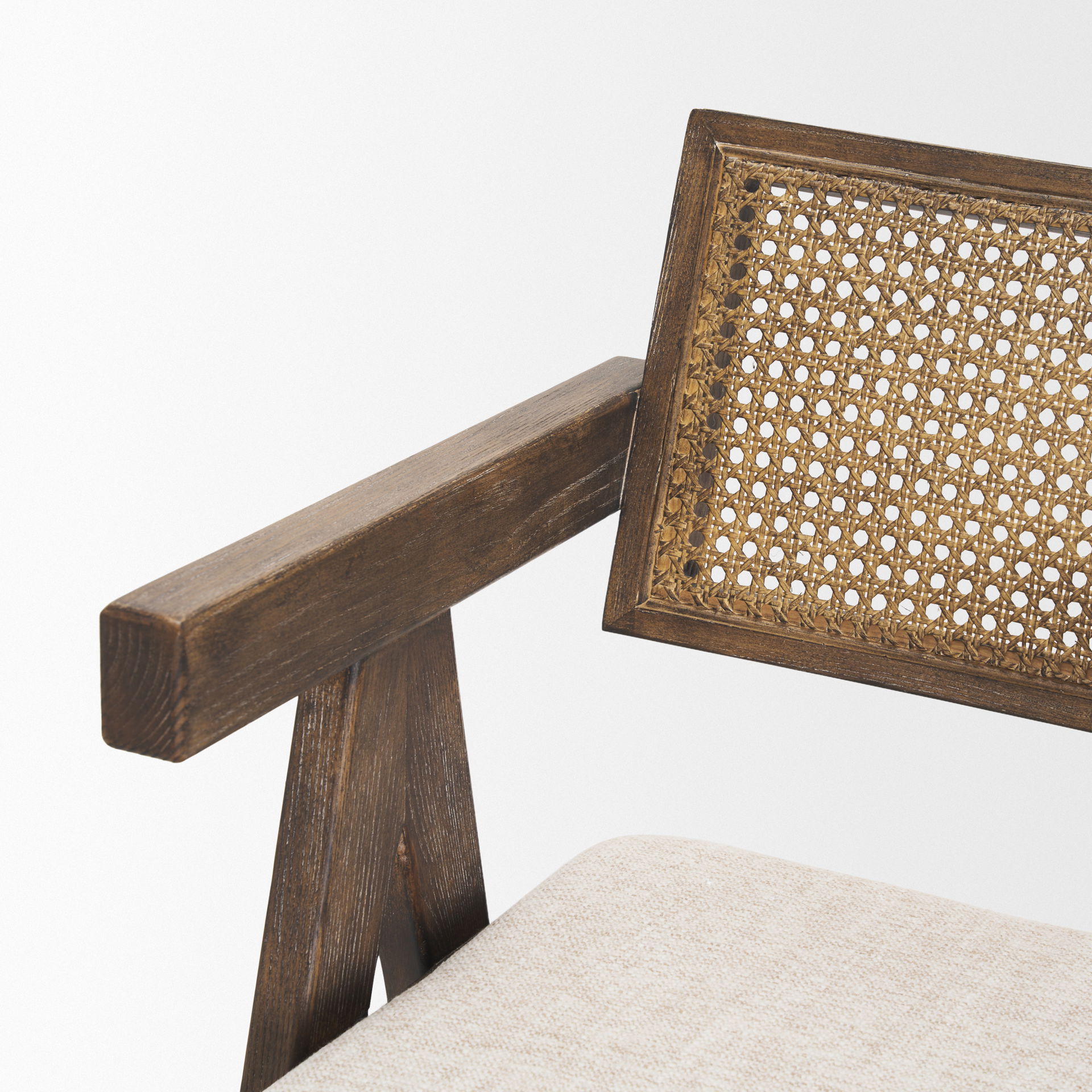 Indie Medium Brown Wood with Cane Bar Stool, Counter & Bar Stool by Mercana, 21.25" length x 21.5" width x 41.75" height View 8