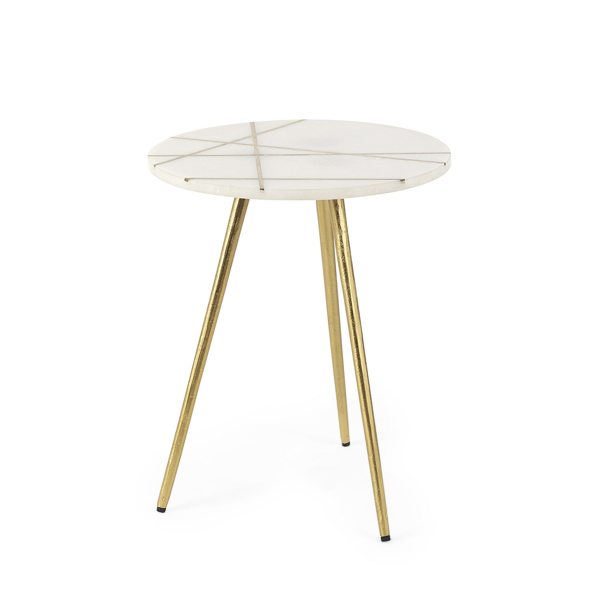 Vivienne   White Marble with Antique Gold Metal Round Small Side Table, Side & End Table by Mercana, 16" length x 16" width x 19" height View 1