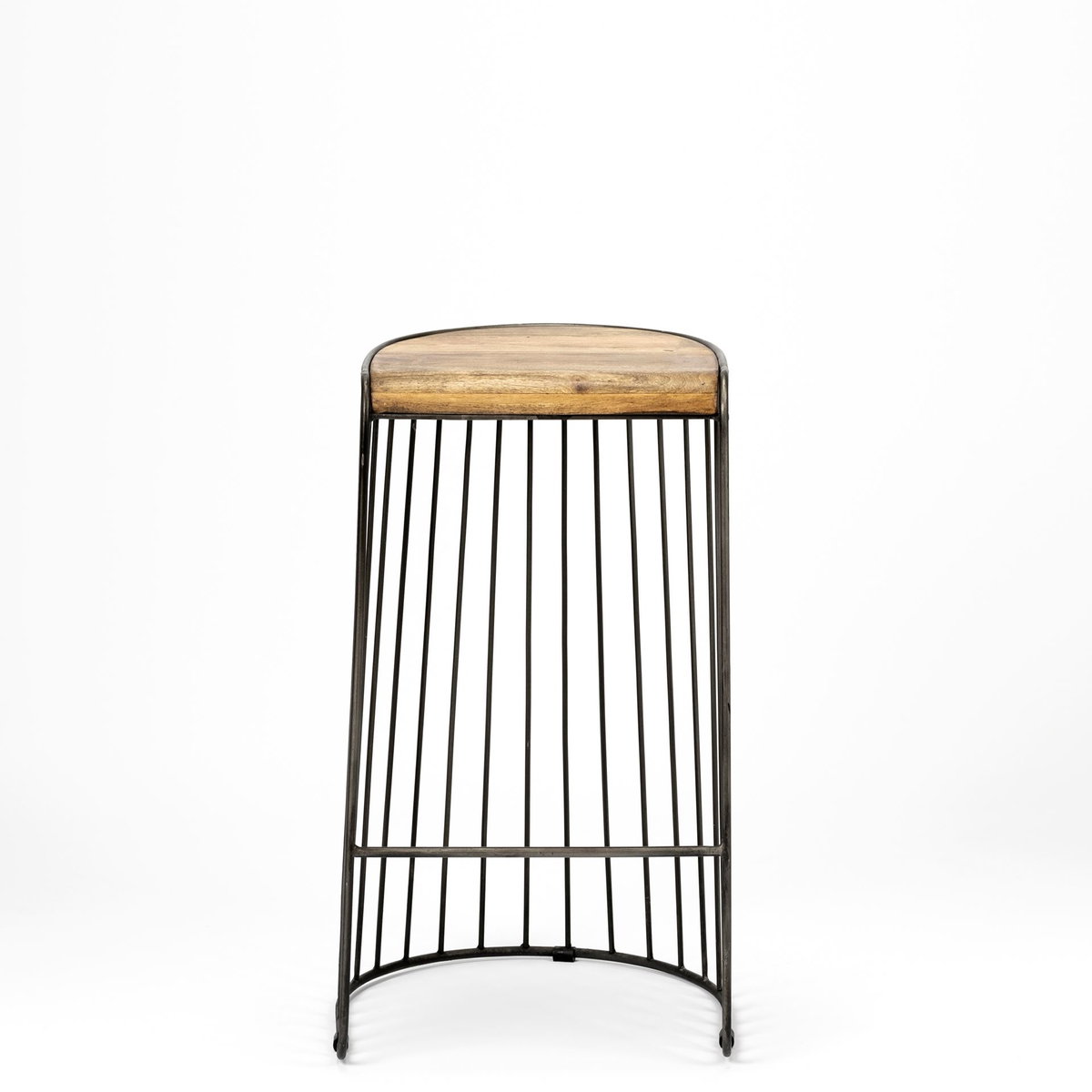 Seagram Backless 30.5in Seat Bar Stool | Brown Wood with Black Metal, Counter & Bar Stool by Mercana, 20" length x 18" width x 30.5" height View 3
