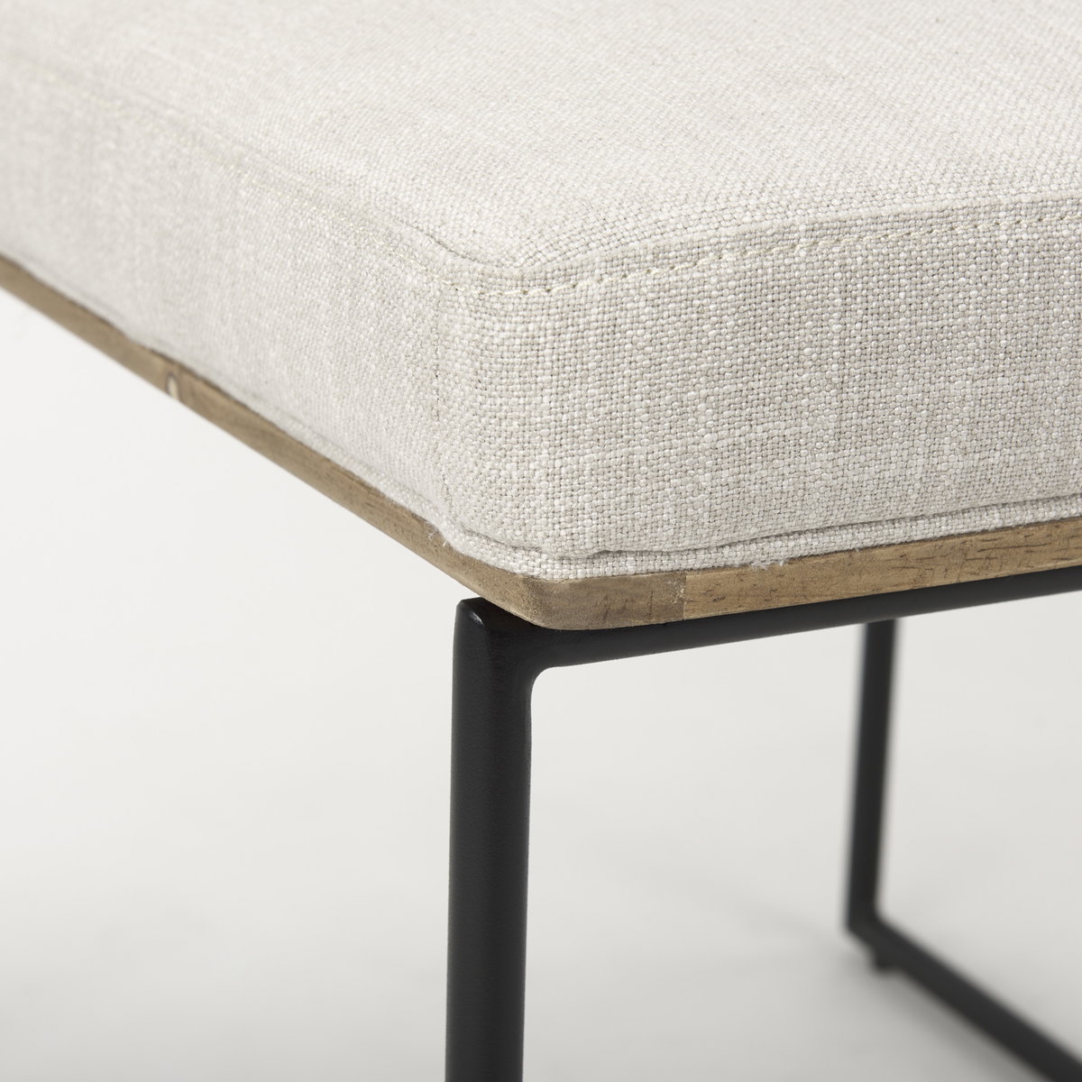 Stamford Beige Upholstered Seat with Wood Back, Black Metal Frame Dining Chair, by Mercana, 19" length x 25" width x 35.25" height View 10