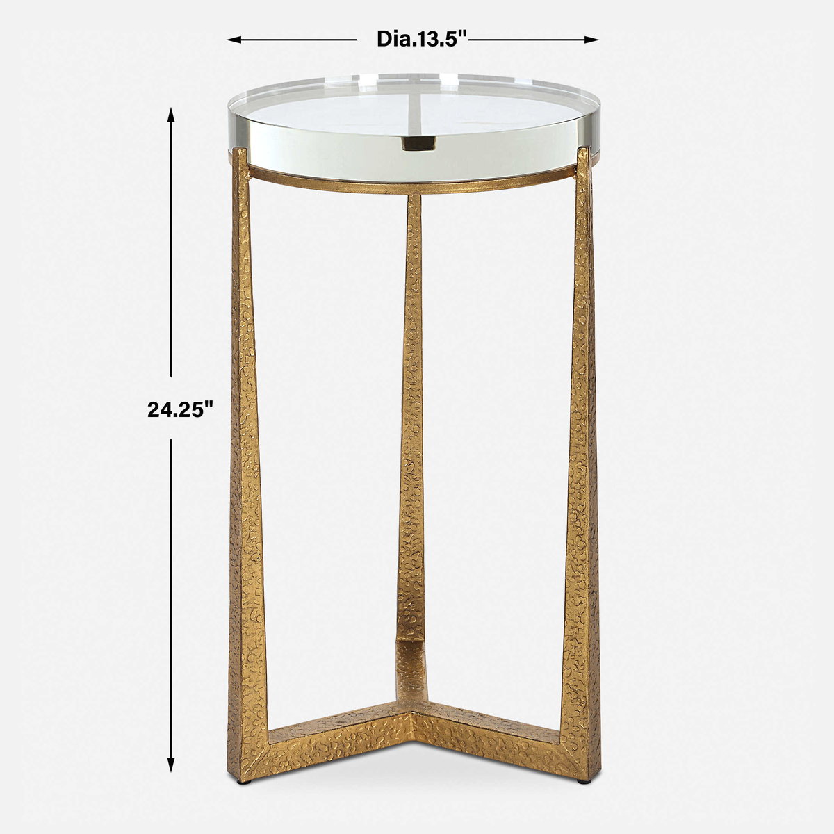 Midas Antique Gold Accent Table, Furniture by Uttermost, 13.5" width x 24.25" height x 13.5" depth View 3
