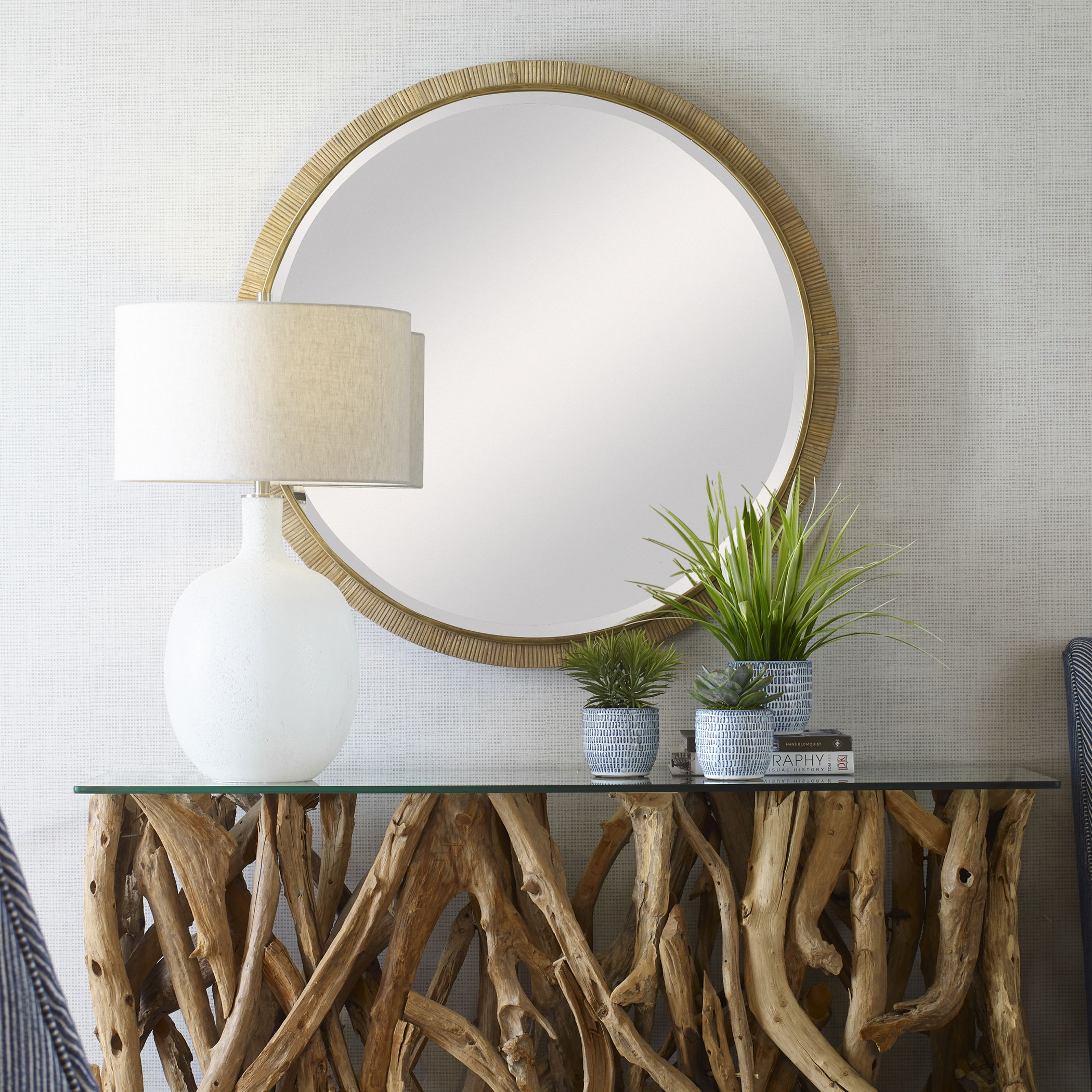 Paradise Round Rattan Mirror large image 