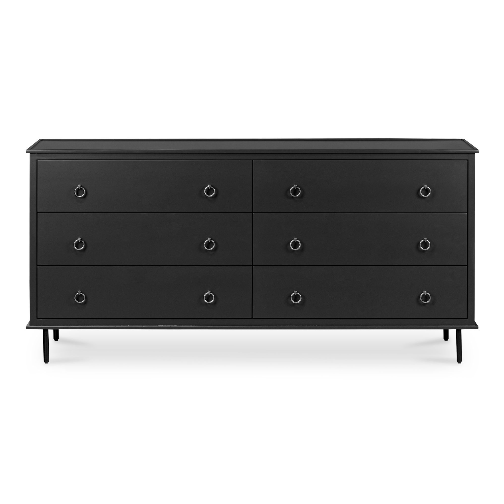 Reagan 6 Drawer Dresser Black, by Moe's Home, 63" width x 30.25" height x 18.5" depth View 1
