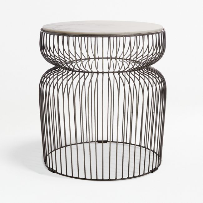 Online Designer Other Spoke Marble Graphite Metal End Table