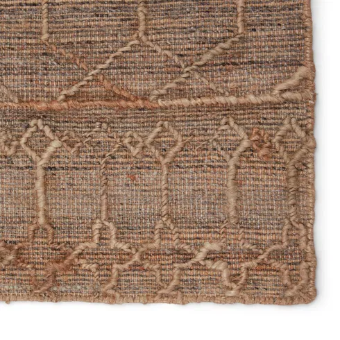 Cecille Geometric Handwoven Wool Beige/Gargoyle/Oatmeal Area Rug