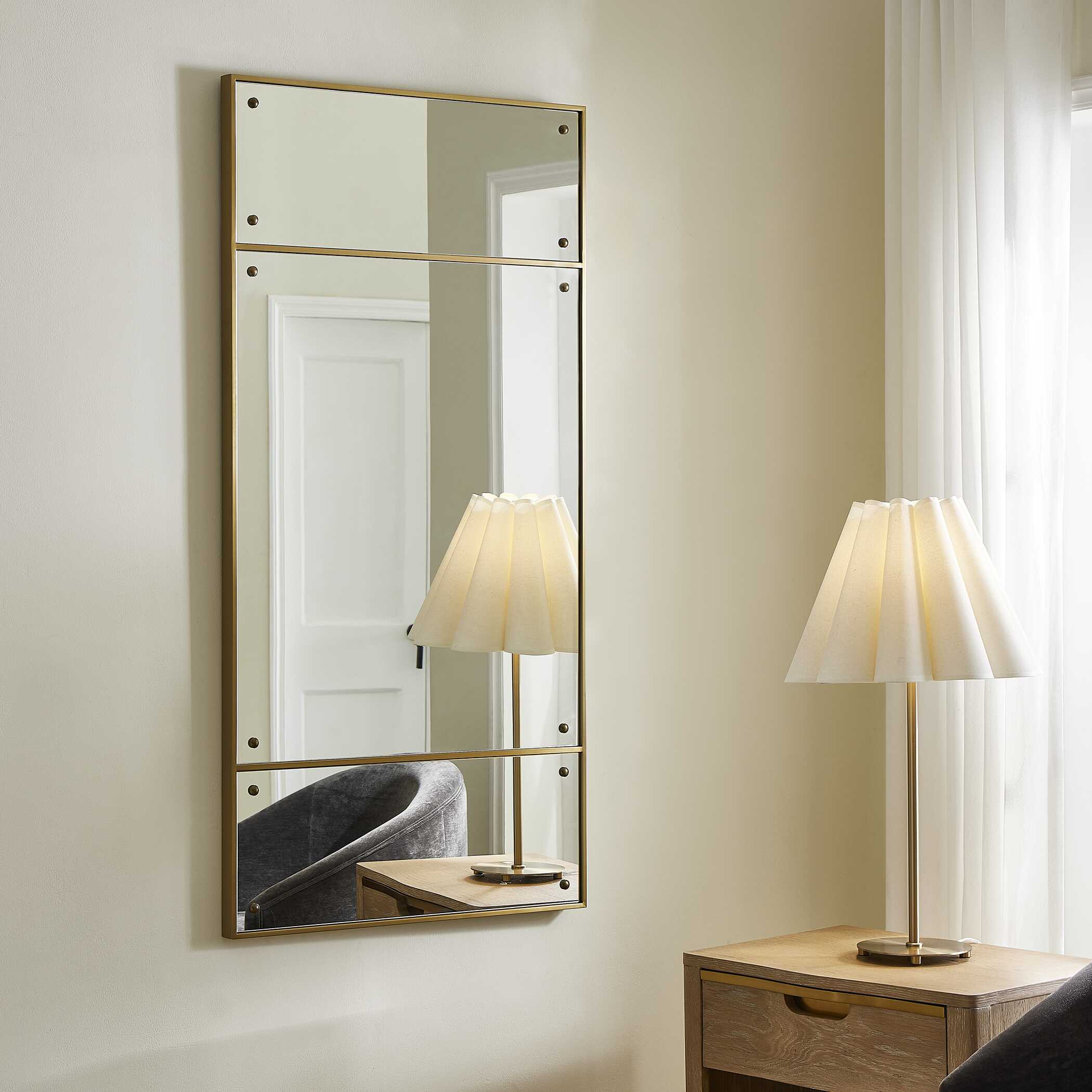 Wrenton Brass Rectangular Mirror, by Uttermost, 30" width x 60" height x 1.5" depth View 4