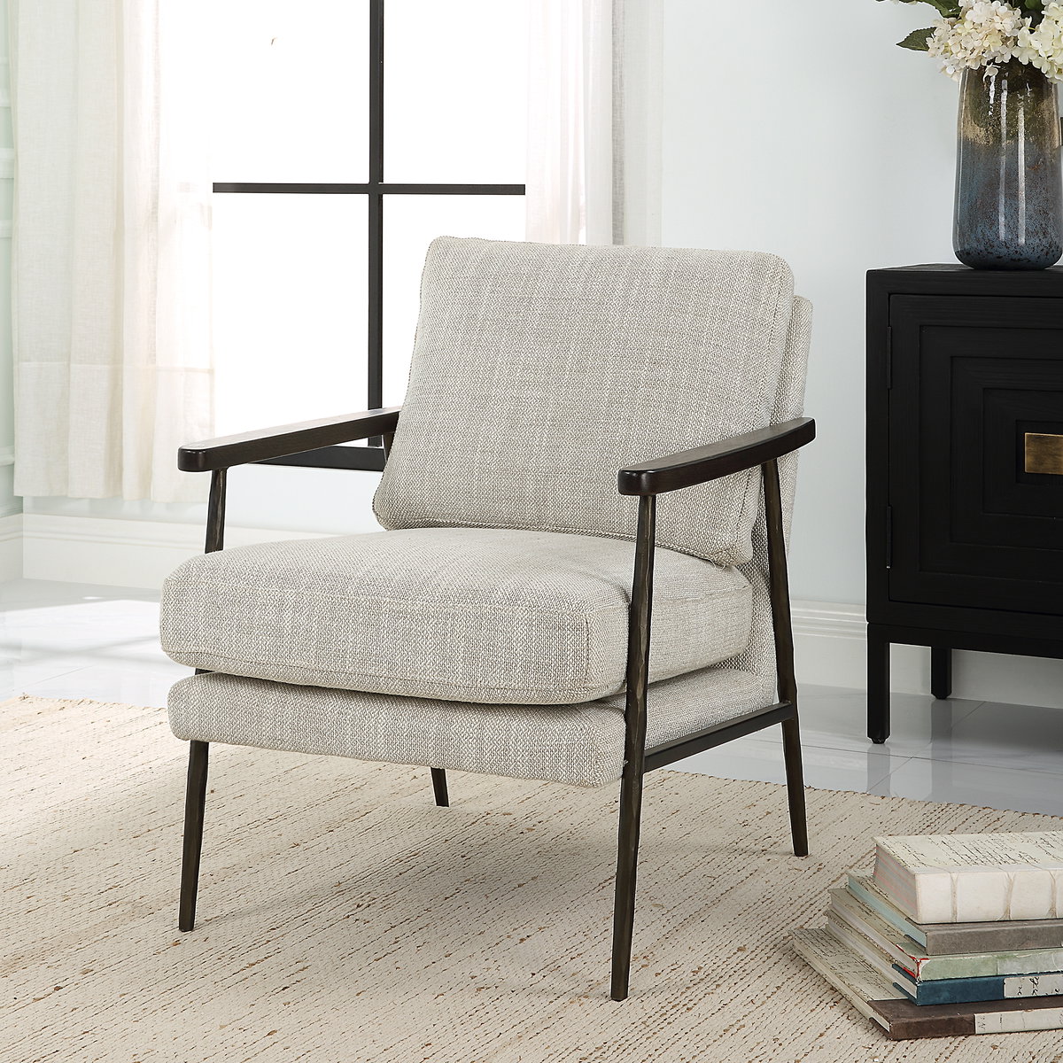 Sebastian Cast Iron Accent Chair, by Uttermost, 26" width x 33" height x 33" depth View 2