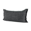 Malia 14x26 Black and Teal Fabric Fringed Decorative Pillow Cover, by Mercana, 14" length x 26" width x 0.2" height thumbnail 1