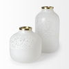 Pearl Short White Gold Rim Glass Vase, by Mercana, 8.39" length x 8.39" width x 8.46" height thumbnail 7