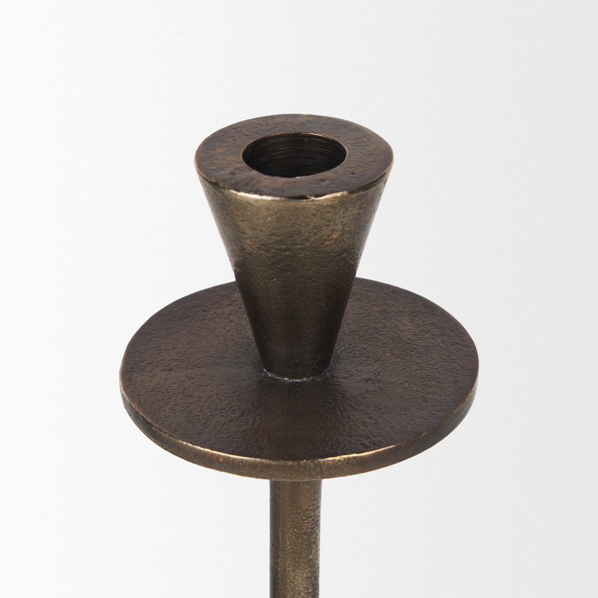 Petria Antiqued Gold Textured Metal Taper Candle Holders, Candles & Candle Holder by Mercana, 3.75" length x 3.75" width x 13" height View 8