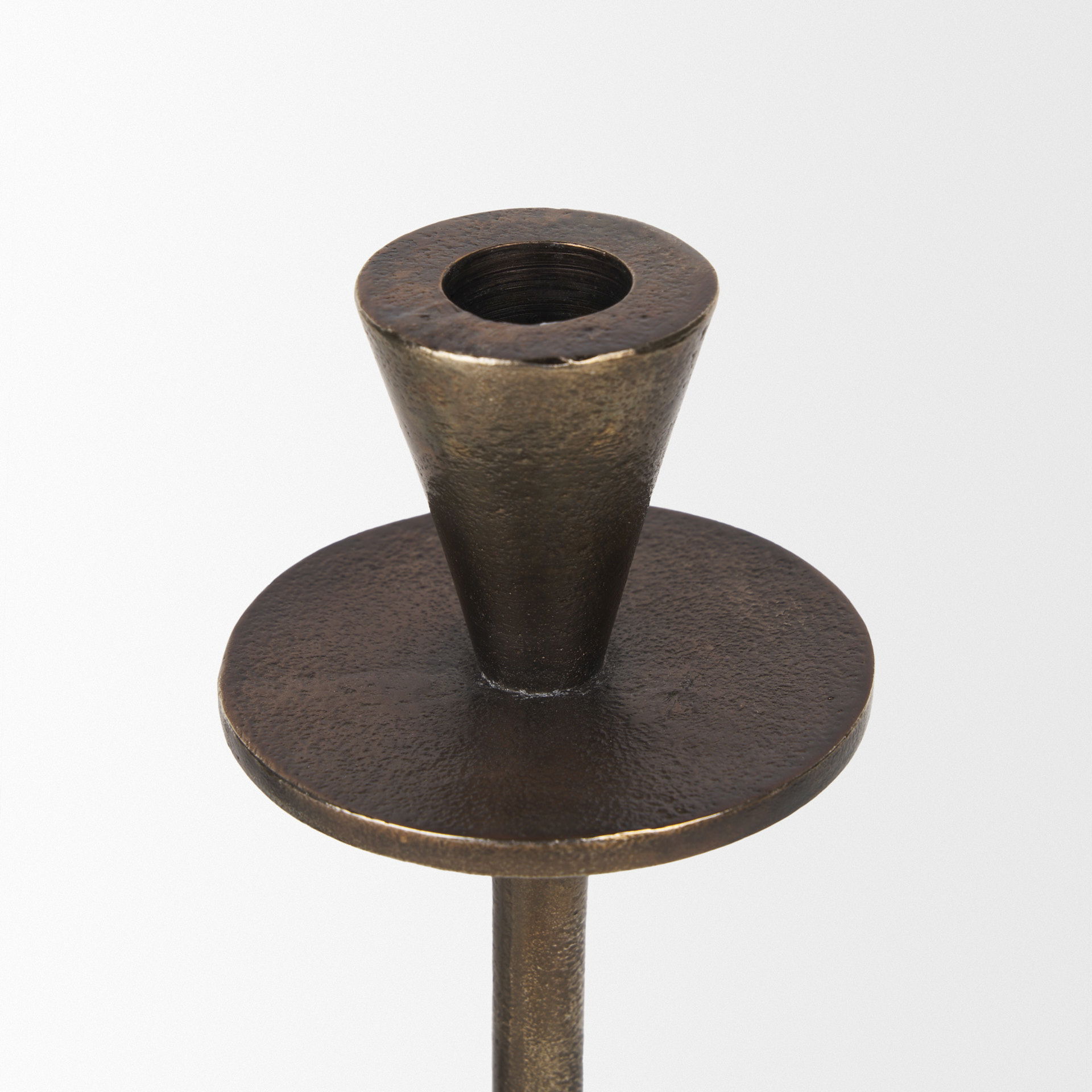 Petria Antiqued Gold Textured Metal Taper Candle Holders large image 