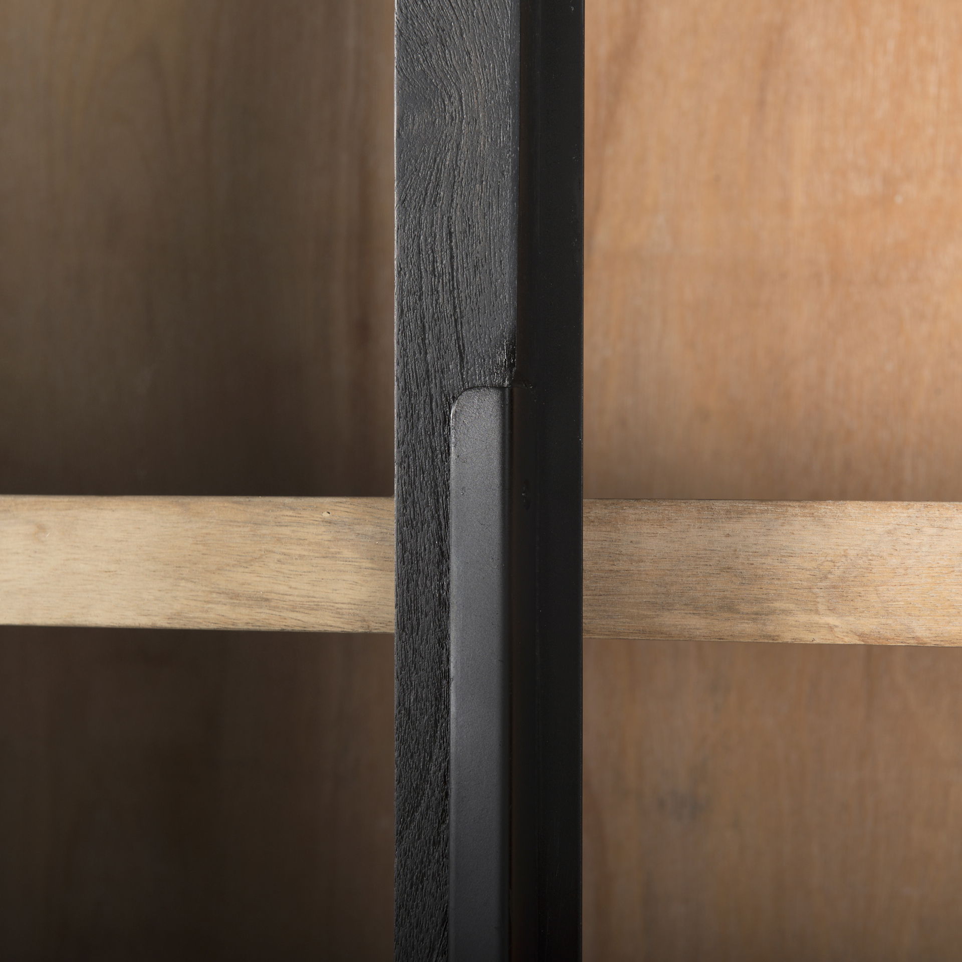 Sloan 85.5H Black Wood with Black Metal Frame Arch Cabinet, Cabinets & Sideboard by Mercana, 47.5" length x 18.5" width x 85.5" height View 9