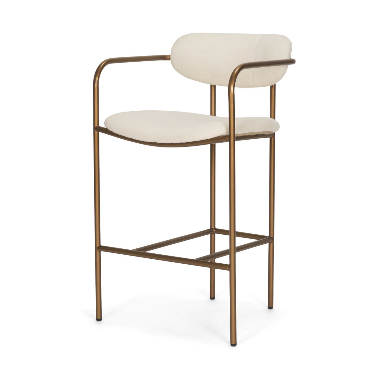 Parker Backless 36.5in Seat Counter Stool | Cream Fabric with Gold Metal, Counter & Bar Stool by Mercana, 21.25" length x 21.5" width x 36.5" height View 1