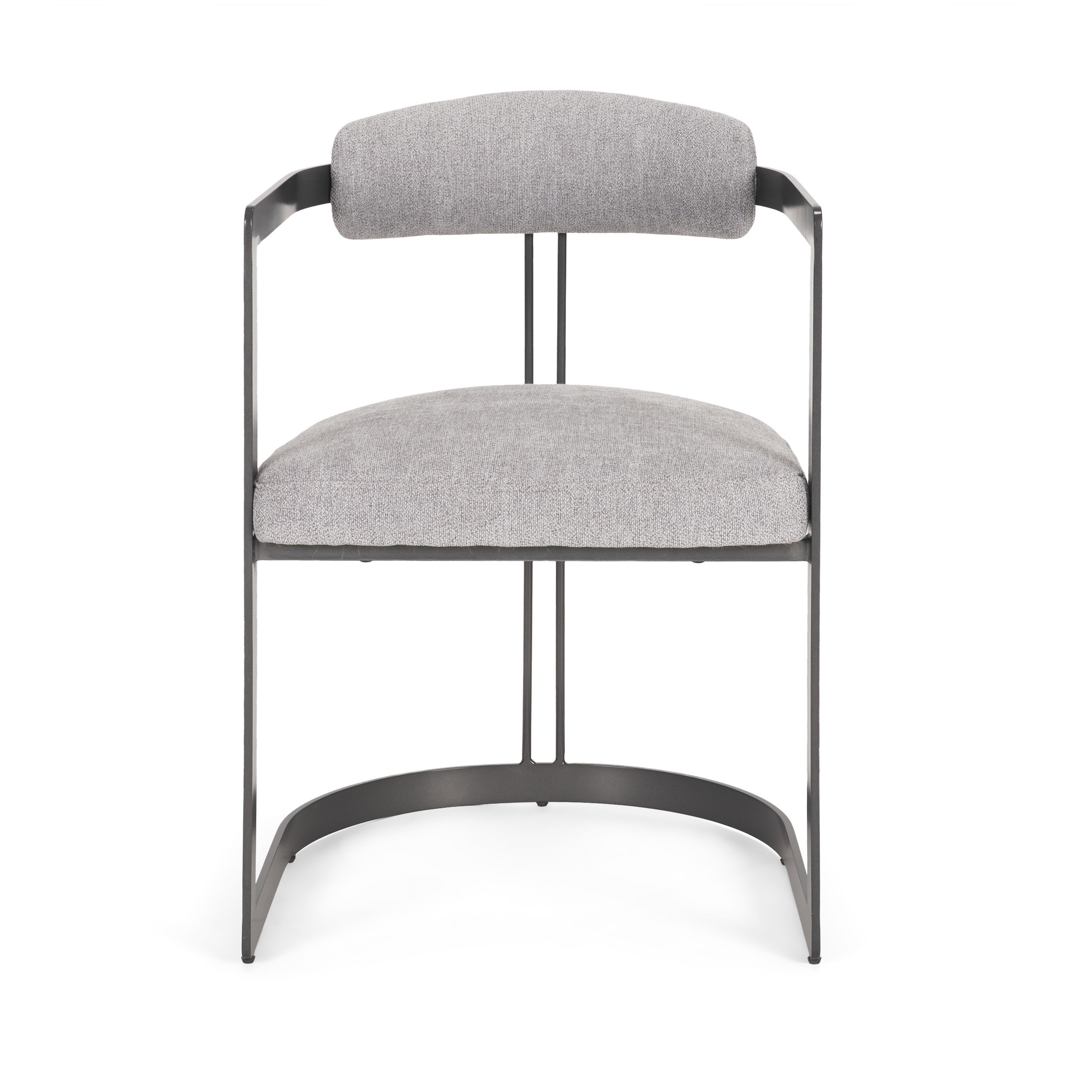 Hollyfield II Gray Fabric Seat with Gray Iron Frame Dining Chair, by Mercana, 20.47" length x 21.5" width x 29.53" height View 4