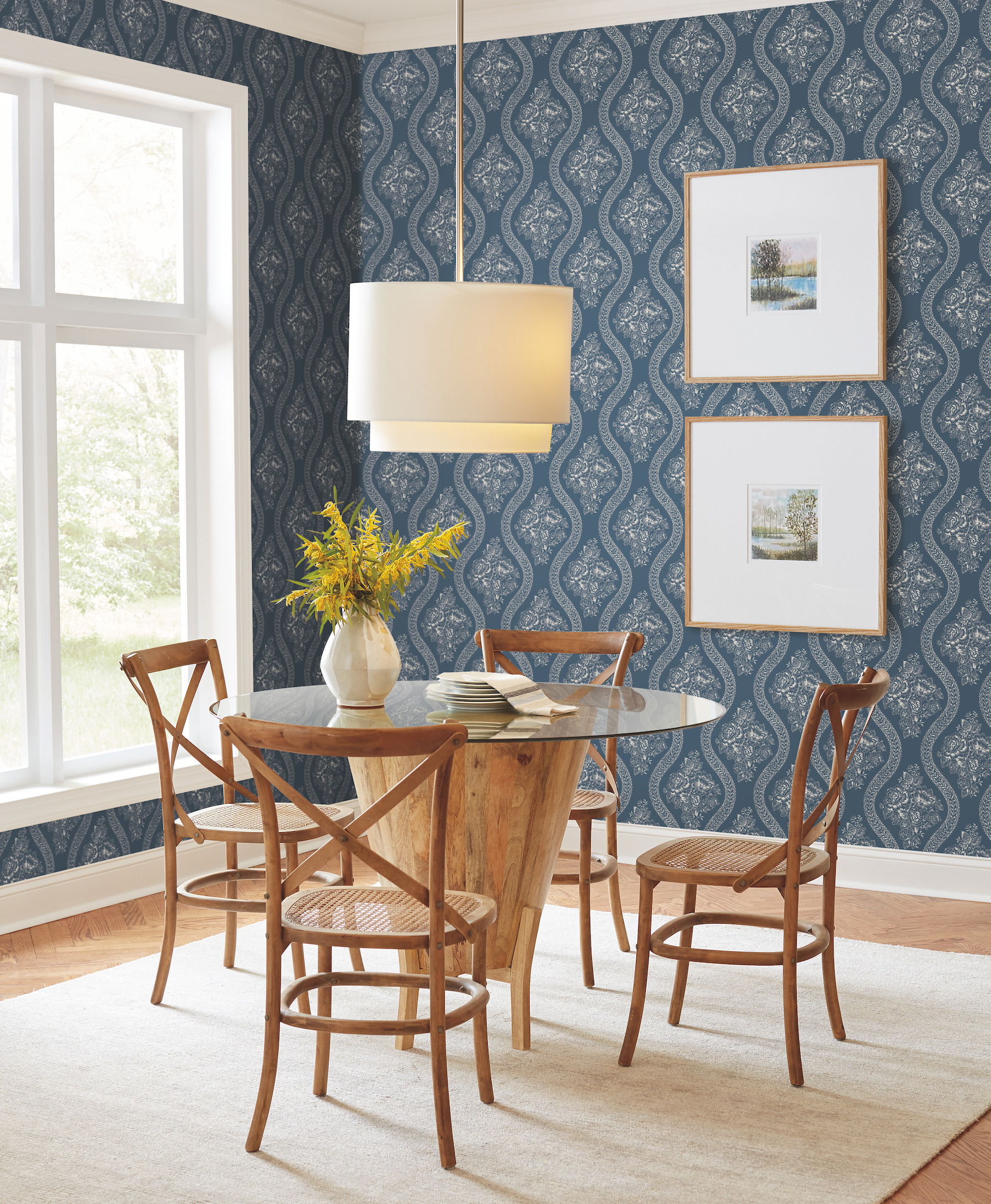 Magnolia Home Coverlet Floral Navy Peel & Stick Wallpaper, by York Wall, 20' length x 1'8.5" width x 0.02" depth View 2