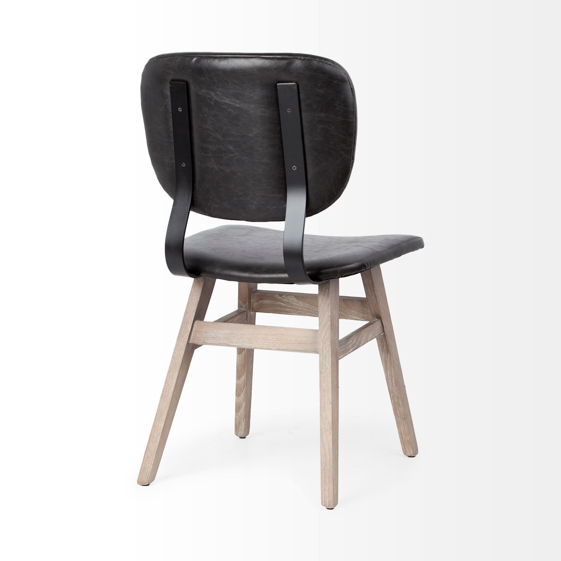 Haden I Black Faux-Leather Wrap Brown Solid Wood and Iron Base Dining Chair large image 