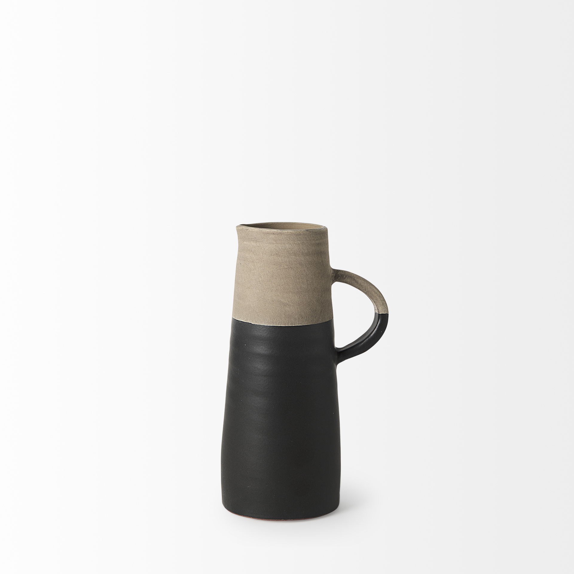 Garand Small 13H Two-Toned Black/Natural Ceramic Jug large image 
