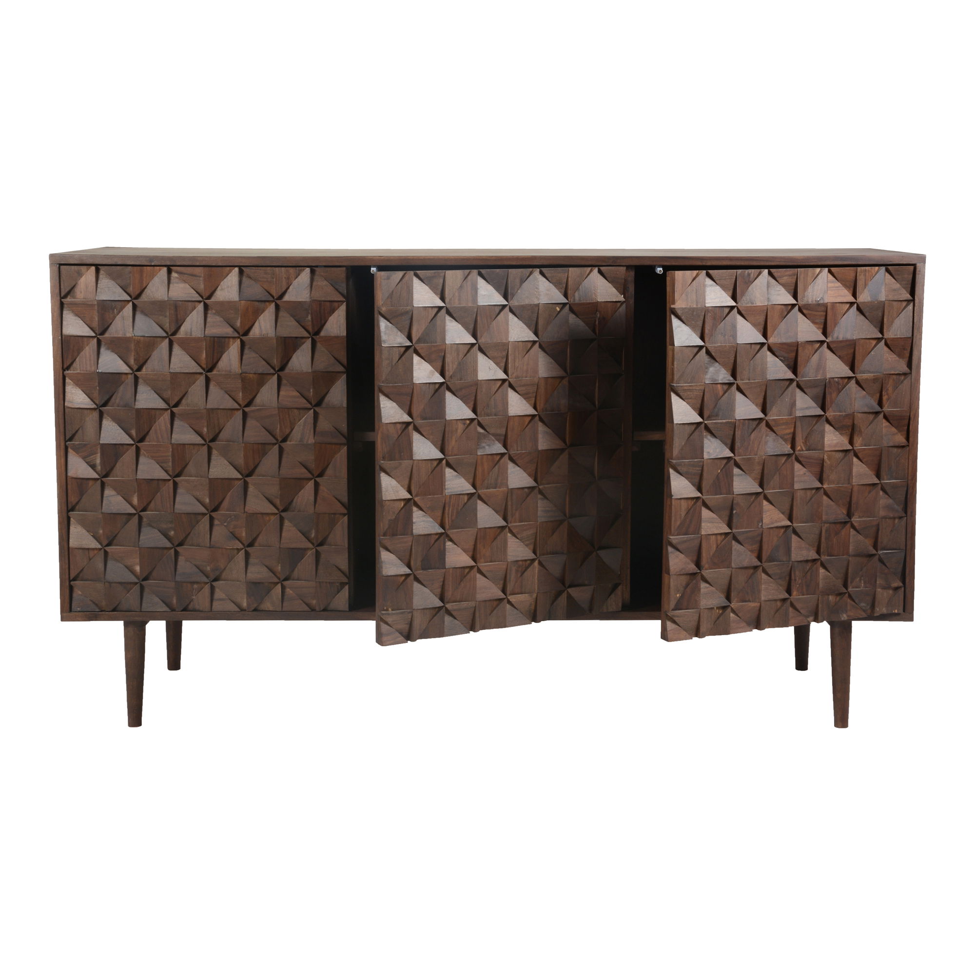 Pablo 3 Door Sideboard Dark Brown, Cabinets & Sideboard by Moe's Home, 58" width x 33" height x 18" depth View 3