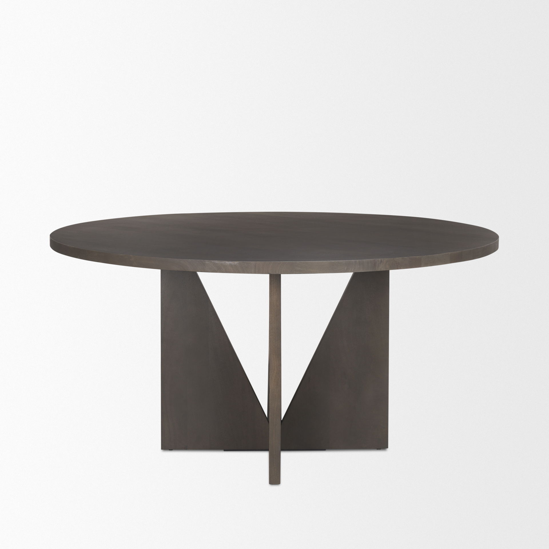 Tarro 60' Round Textured Espresso Wood with Geometrical Base Dining Table, by Mercana, 60" length x 60" width x 30" height View 6