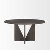 Tarro 60' Round Textured Espresso Wood with Geometrical Base Dining Table, by Mercana, 60" length x 60" width x 30" height thumbnail 6