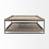 Trey 48x46 Rectangular Brown Solid Wood Top Table Black Metal Frame Two-Tier Coffee Table thumbnail 4