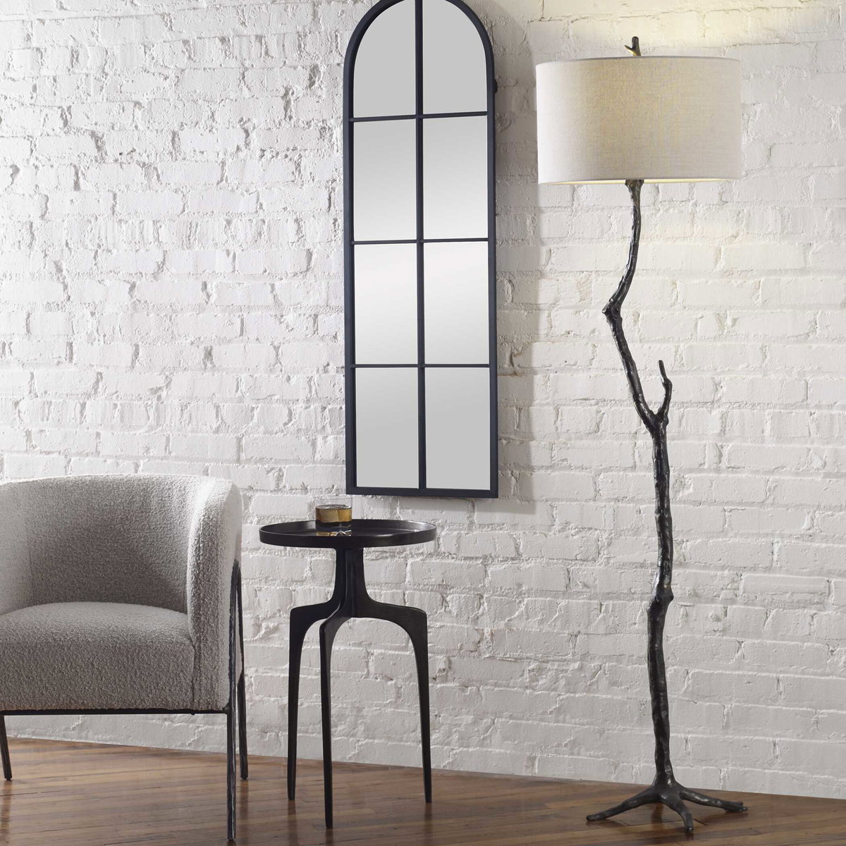 Spruce Rustic Floor Lamp, by Uttermost, 1'6" width x 5'8.5" height x 1'6" depth View 6