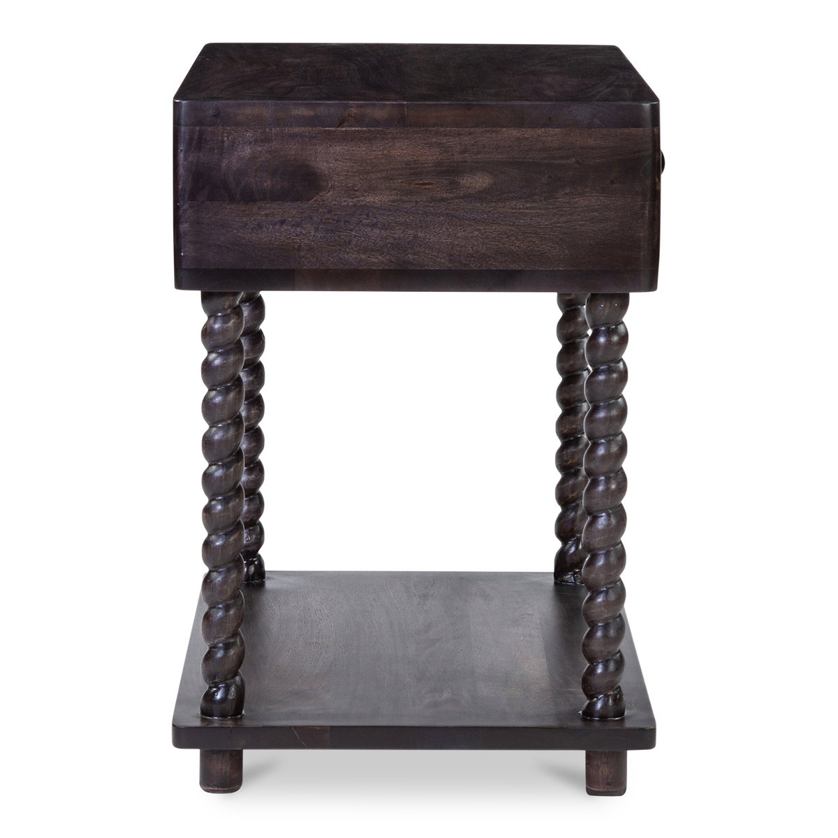 Tabitha Nightstand Dark Brown, by Moe's Home, 26" width x 26" height x 18" depth View 3