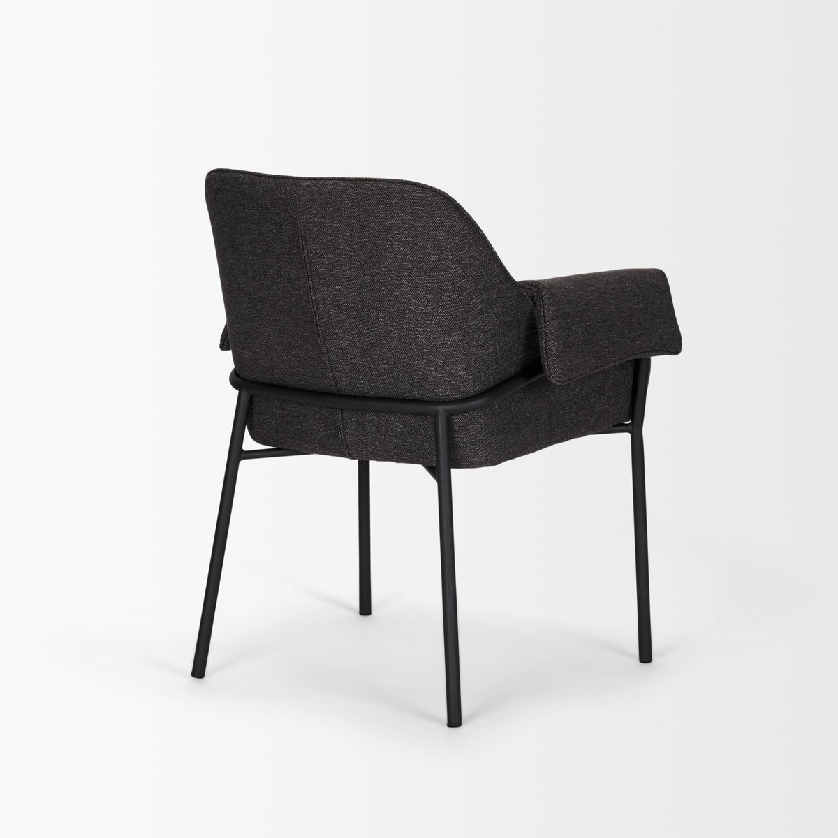 Brently Curved Back Dining Arm Chair | Gray Fabric with Metal, Dining Chair by Mercana, 24.5" length x 29.5" width x 32.5" height View 10