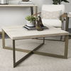 Faye 34L x 34W x 17H Beige Finished Wood with Gold Metal Base Square Coffee Table thumbnail 2