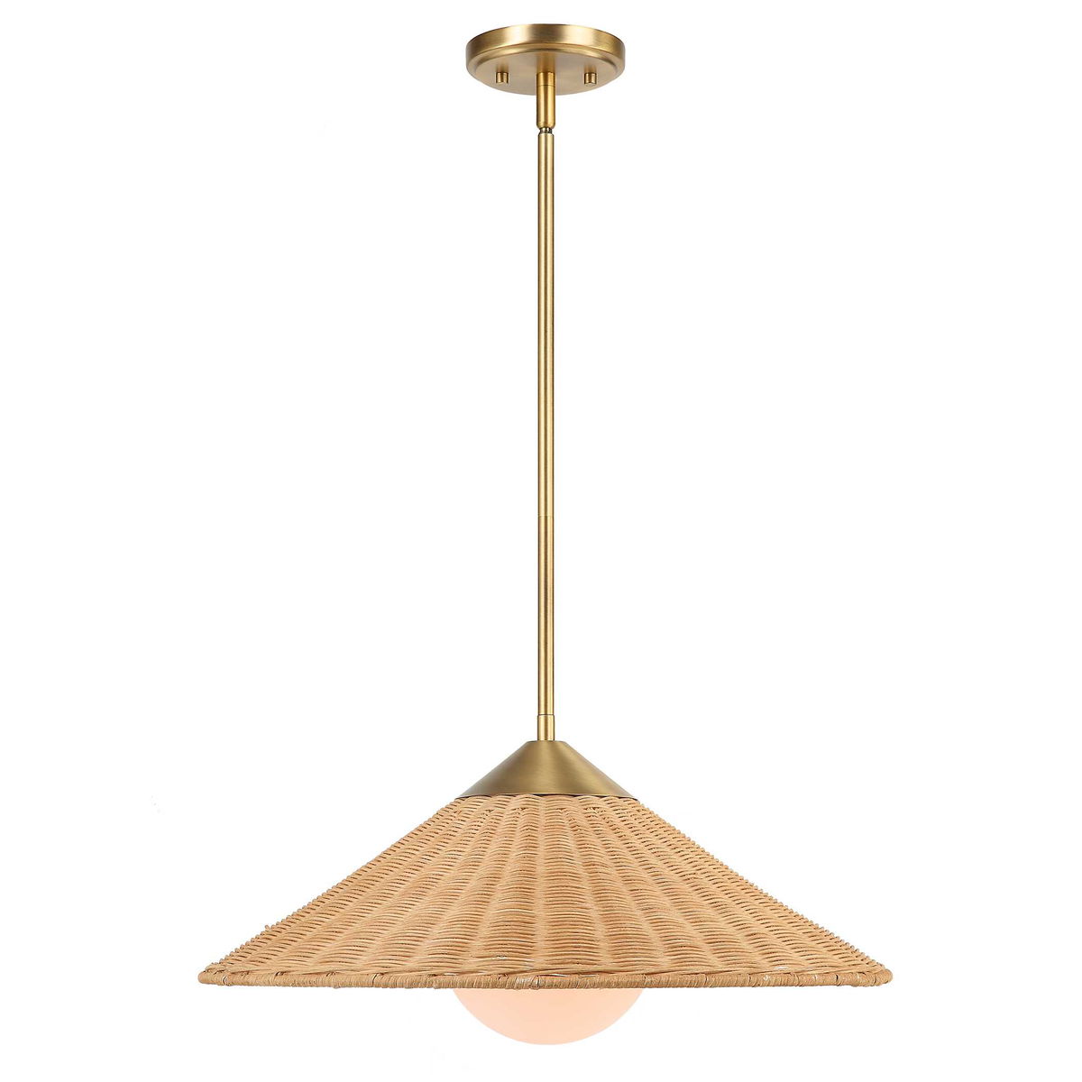 Phuvinh 1 Light Rattan Shade Pendant, by Uttermost, 20" width x 9.5" height x 20" diameter x 20" depth View 4