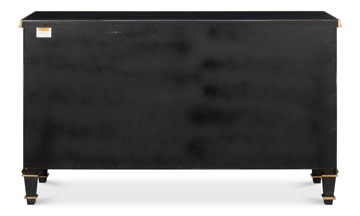 Louis Xvi Buffet Powder Black W/Gold, by Sarreid, 1'6" length x 5' width x 2'10" height View 4