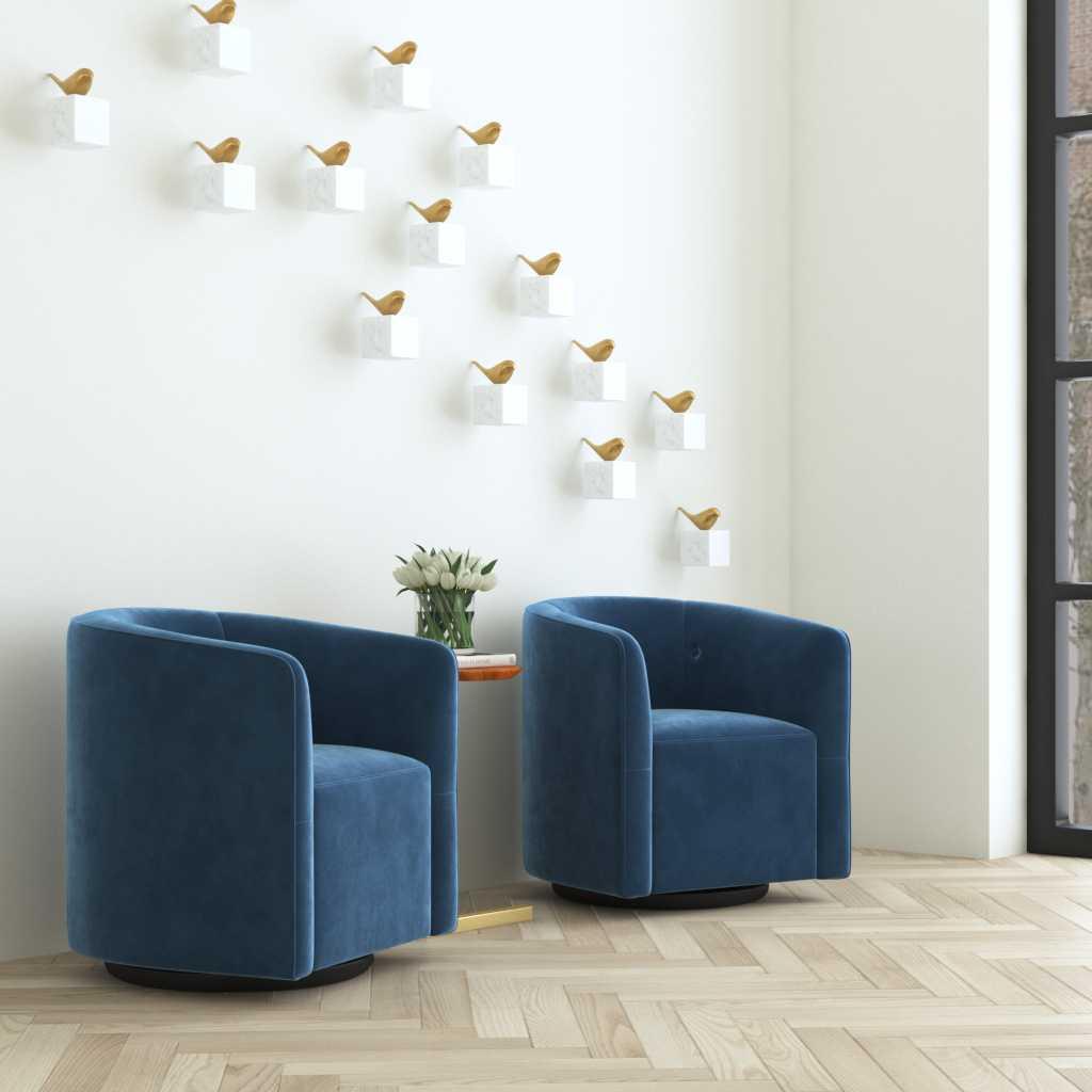 Mallorie Blue Swivel Chair, Accent Chair by Uttermost, 28.5" width x 30.75" height x 28.5" depth View 2