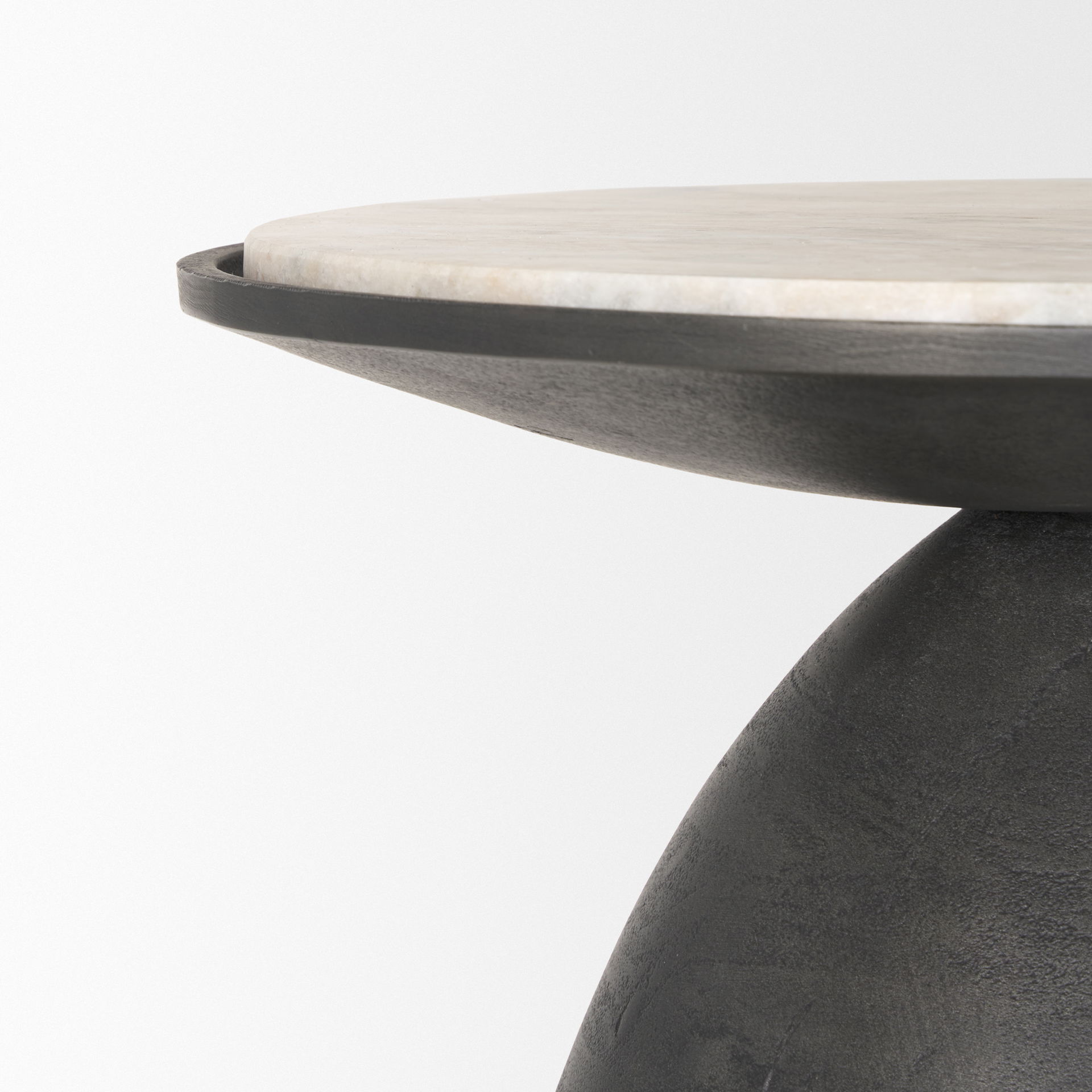 Russo Gunmetal Cast Aluminum with Brown Marble Accent Table large image 