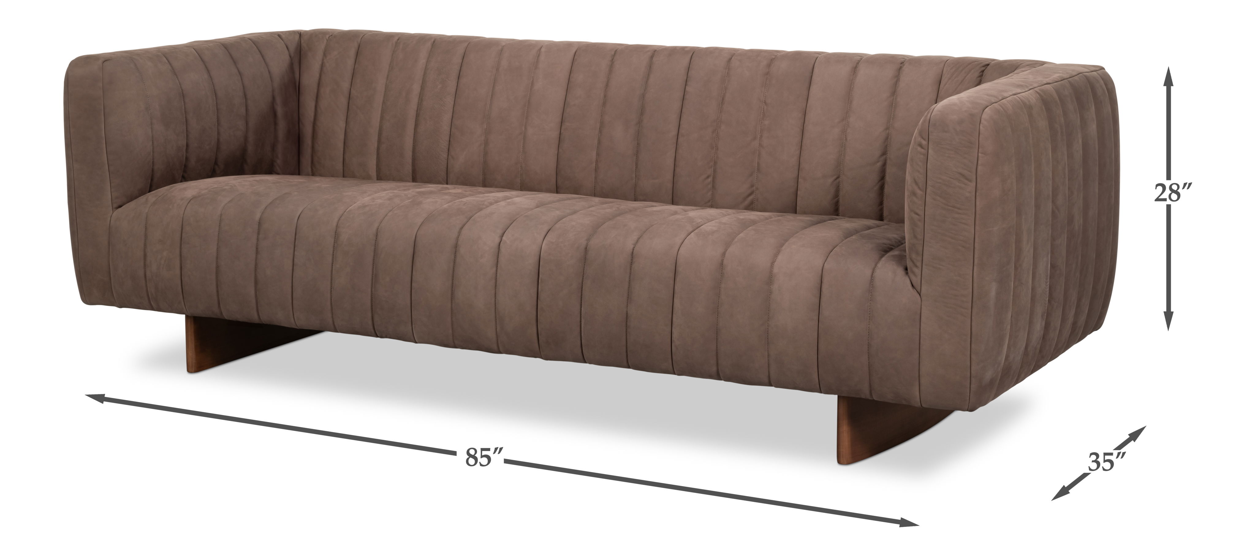 Denys Leather Sofa, Scotland Grey, Sofas & Sectional by Sarreid, 85" length x 35" width x 28" height View 13
