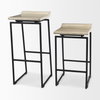 Givens Backless 26in Seat Counter Stool | Natural Wood with Black Metal, Counter & Bar Stool by Mercana, 14.1" length x 15.8" width x 26" height thumbnail 12