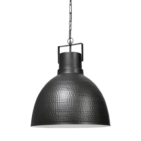 Minerva 19x22 Metallic Gray Hammered Detail Pendant Light