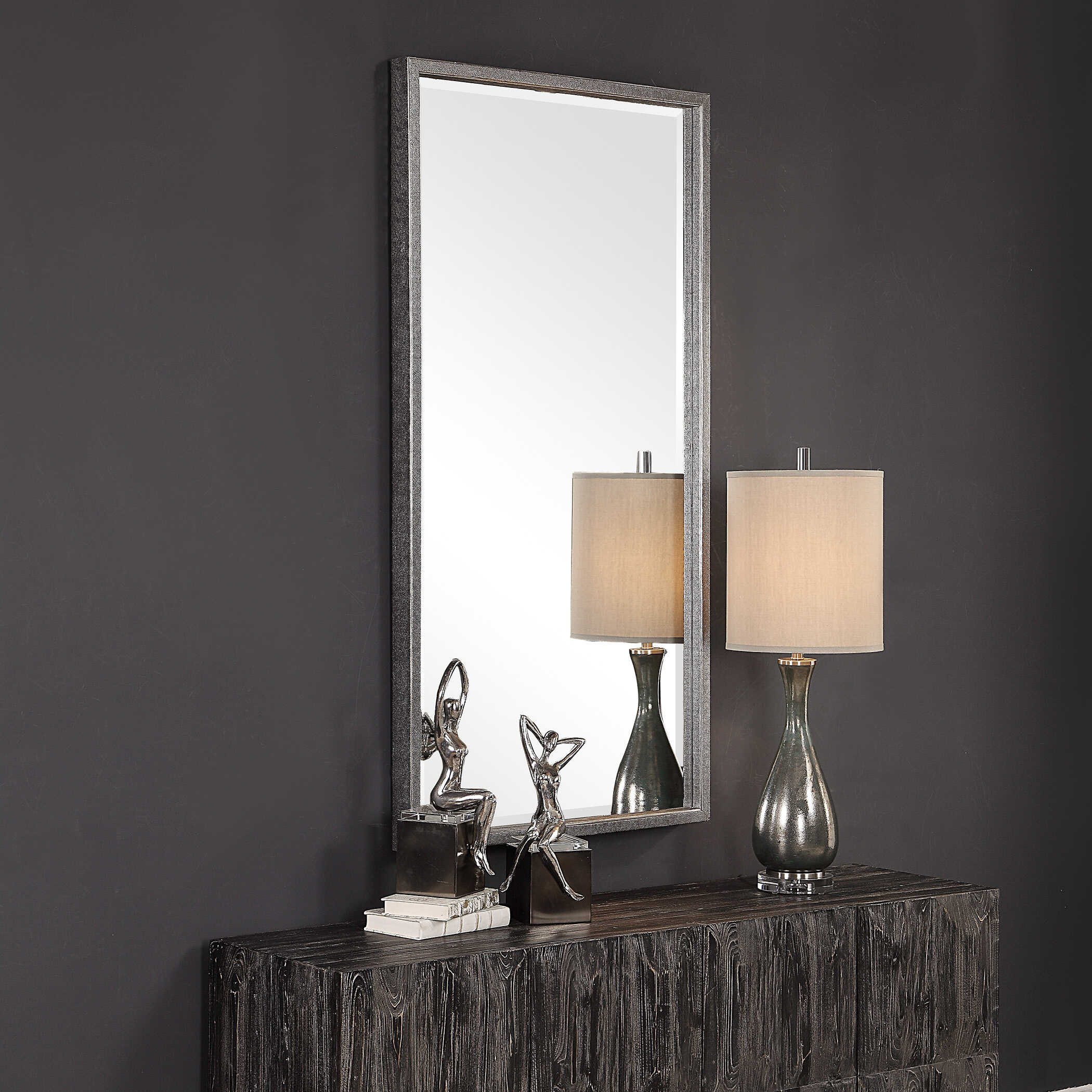 Gabelle Metallic Silver Mirror, by Uttermost, 32" width x 62" height x 2.75" depth View 5
