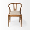 Trixie Curved Back Dining Arm Chair | Cream Fabric with Brown Wood, Dining Chair by Mercana, 20" length x 24" width x 31.25" height thumbnail 2