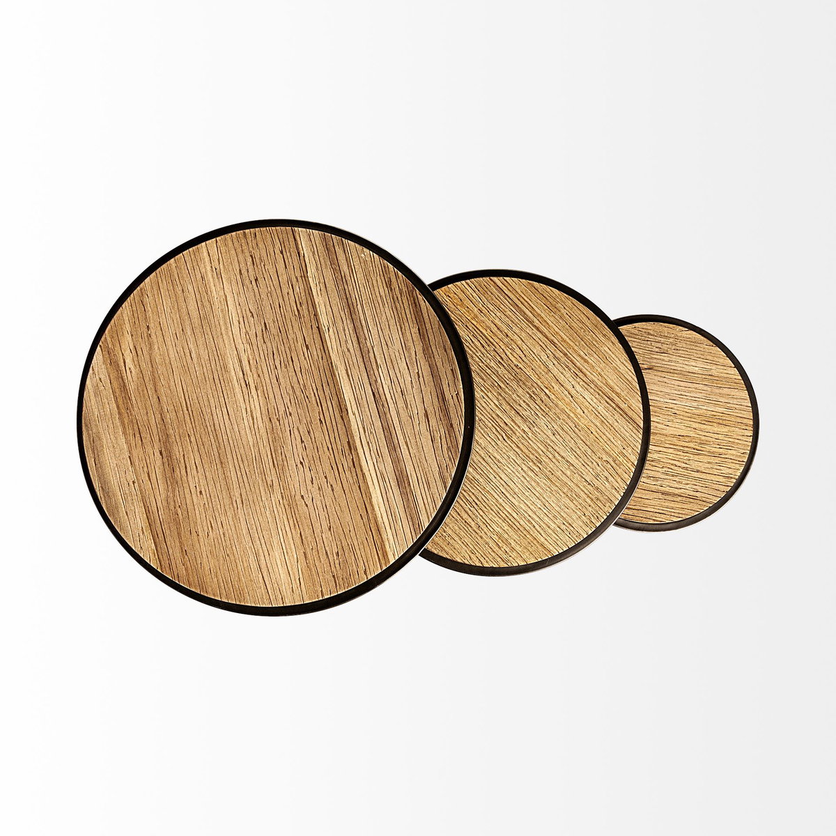 Glover (Set of 3) 20L x 20W Brown Wood Round Top with Metal Nesting Accent Tables, Side & End Table by Mercana, 20.08" length x 20.08" width x 26.38" height View 9