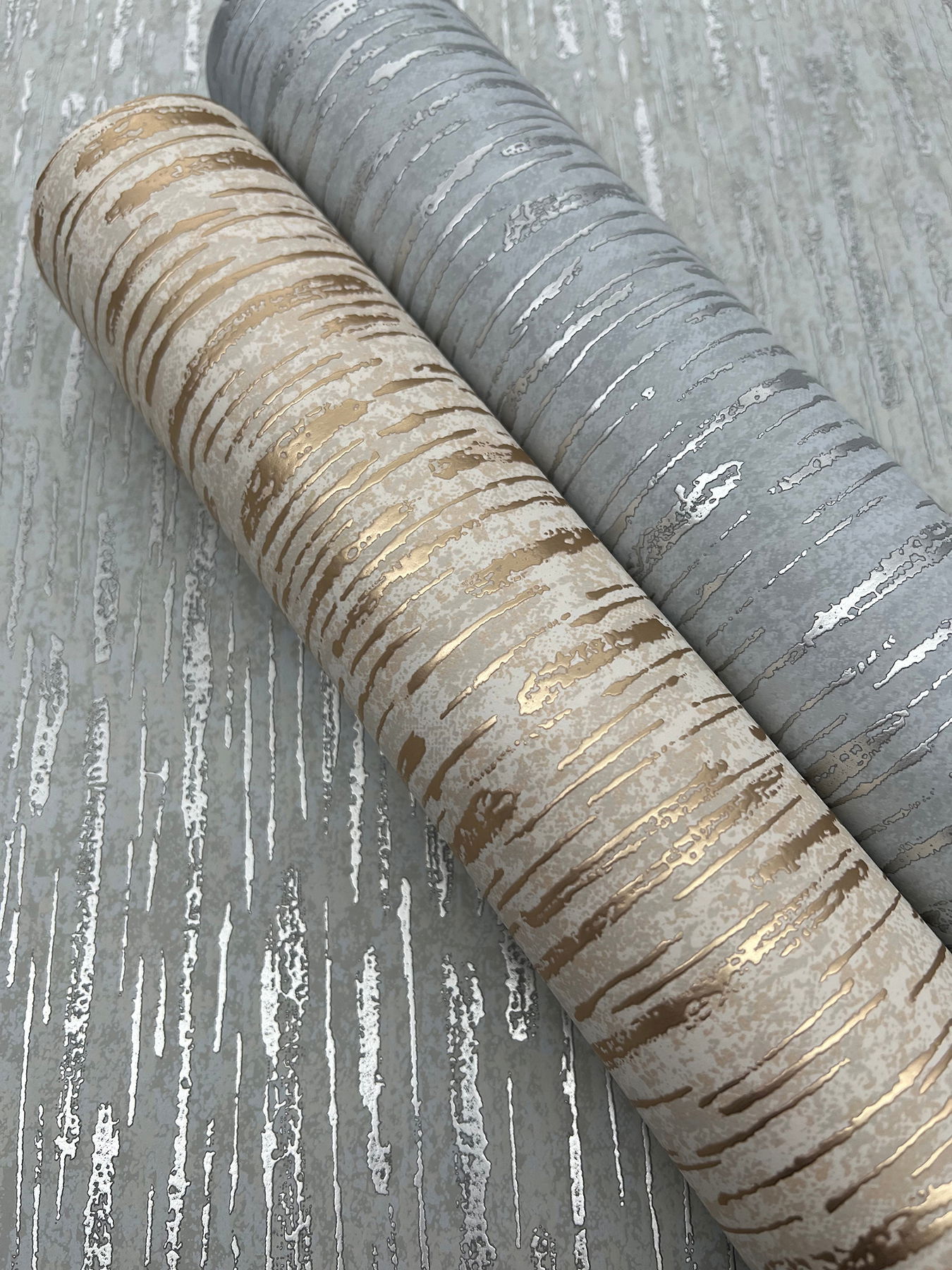 Metallic Cascade Pale Green & Silver Wallpaper large image 