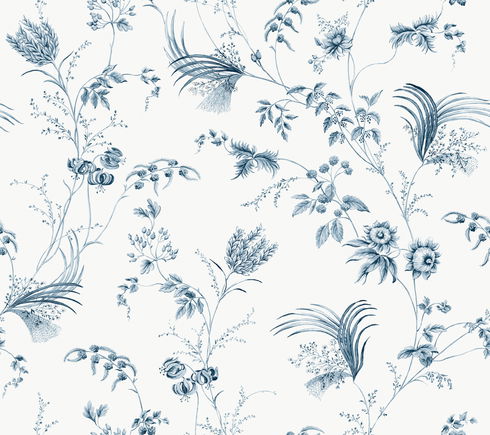 Floral Lace Navy Wallpaper