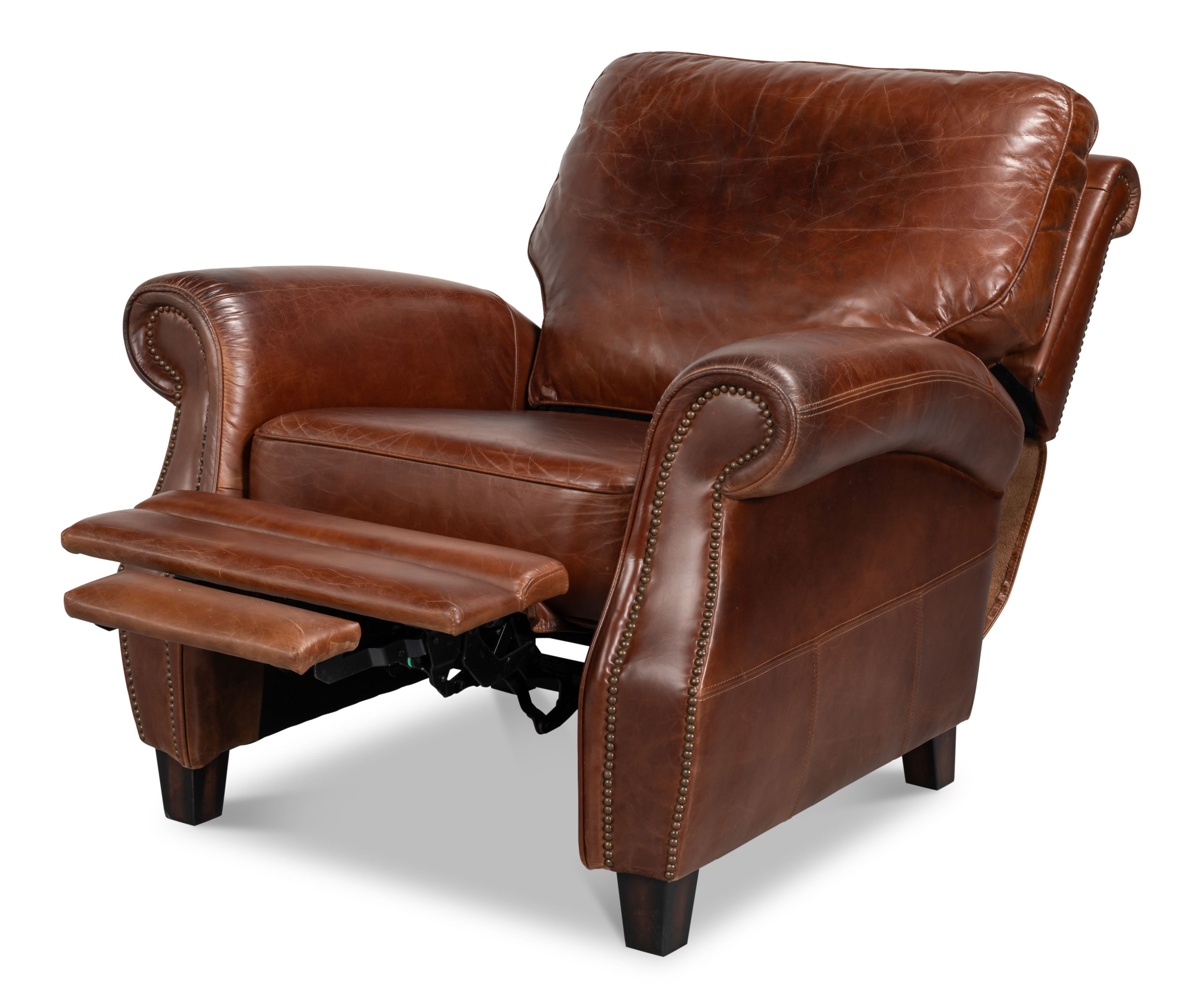 Roosevelt Leather Recliner, Seating by Sarreid, 39" length x 38" width x 39" height View 13