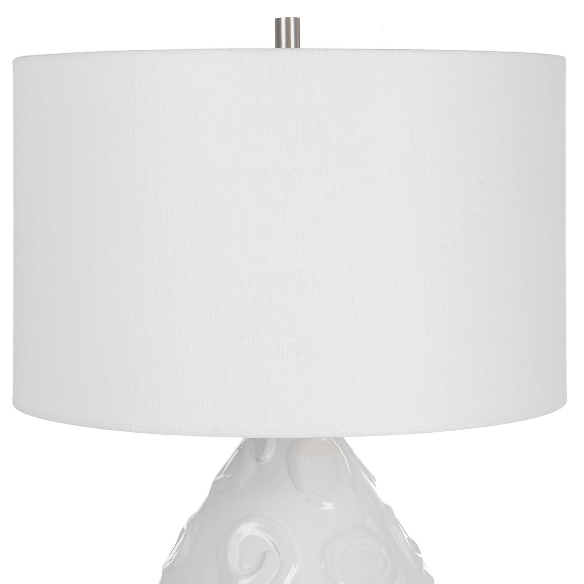 Loop White Glaze Table Lamp, by Uttermost, 1'4" width x 2'1" height x 1'4" depth View 7