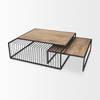 Miles Black Metal with Light Wood Nesting Coffee Table, by Mercana, 48" length x 48" width x 15" height thumbnail 7