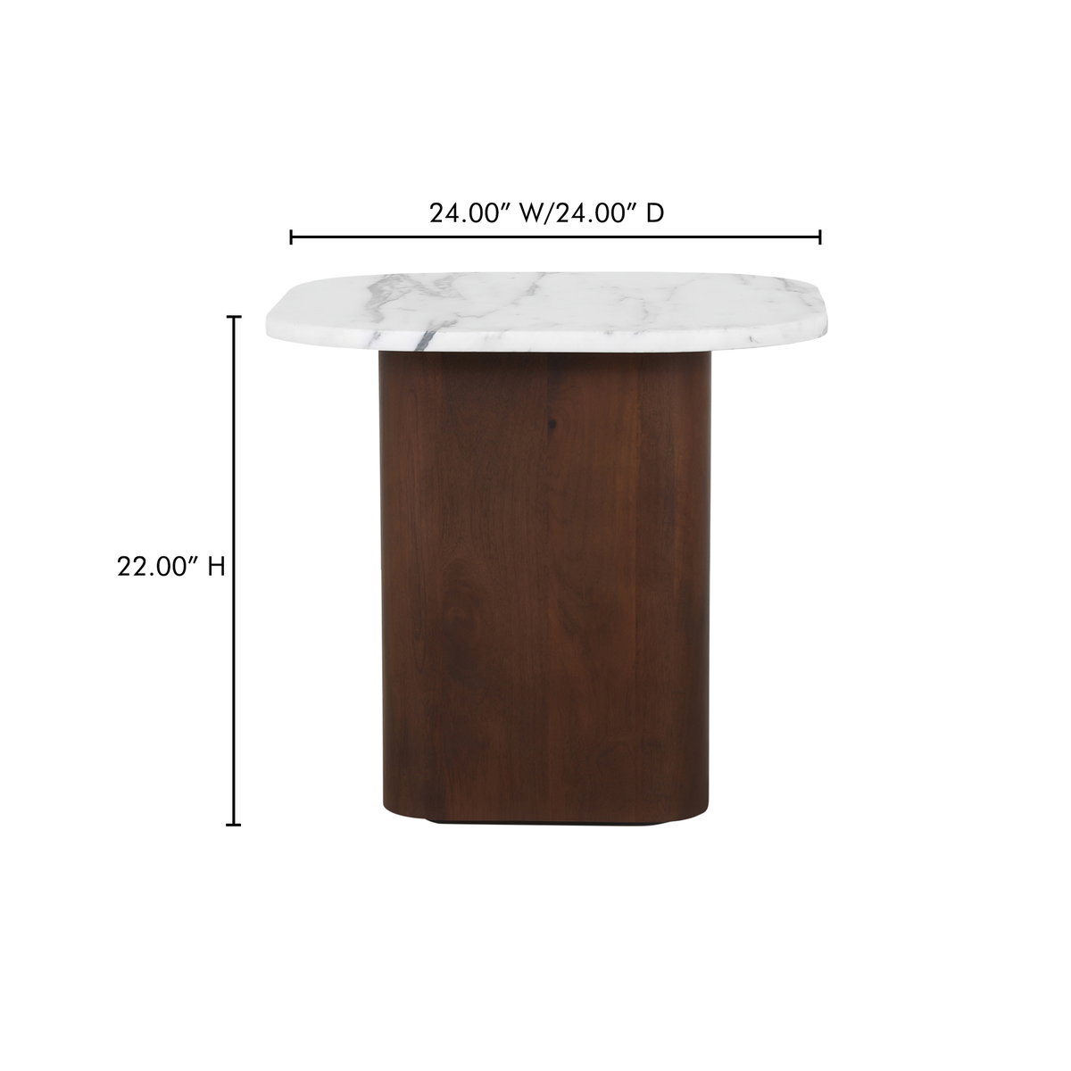 Dash Accent Table White Calacatta Marble, Side & End Table by Moe's Home, 24" width x 22" height x 24" depth View 14