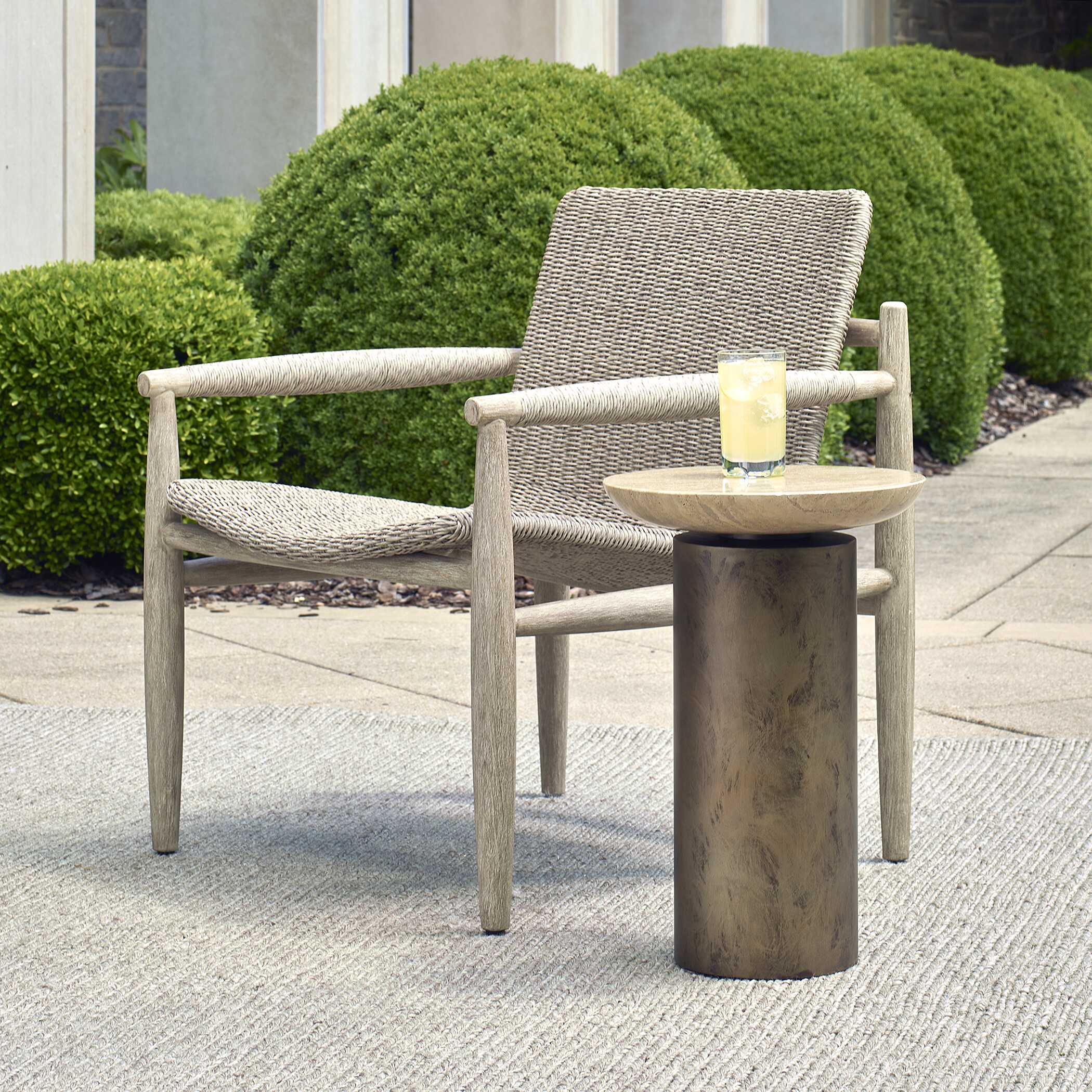 Oslo Brass Outdoor Accent Table, Furniture by Uttermost, 14" width x 21" height x 14" depth View 2