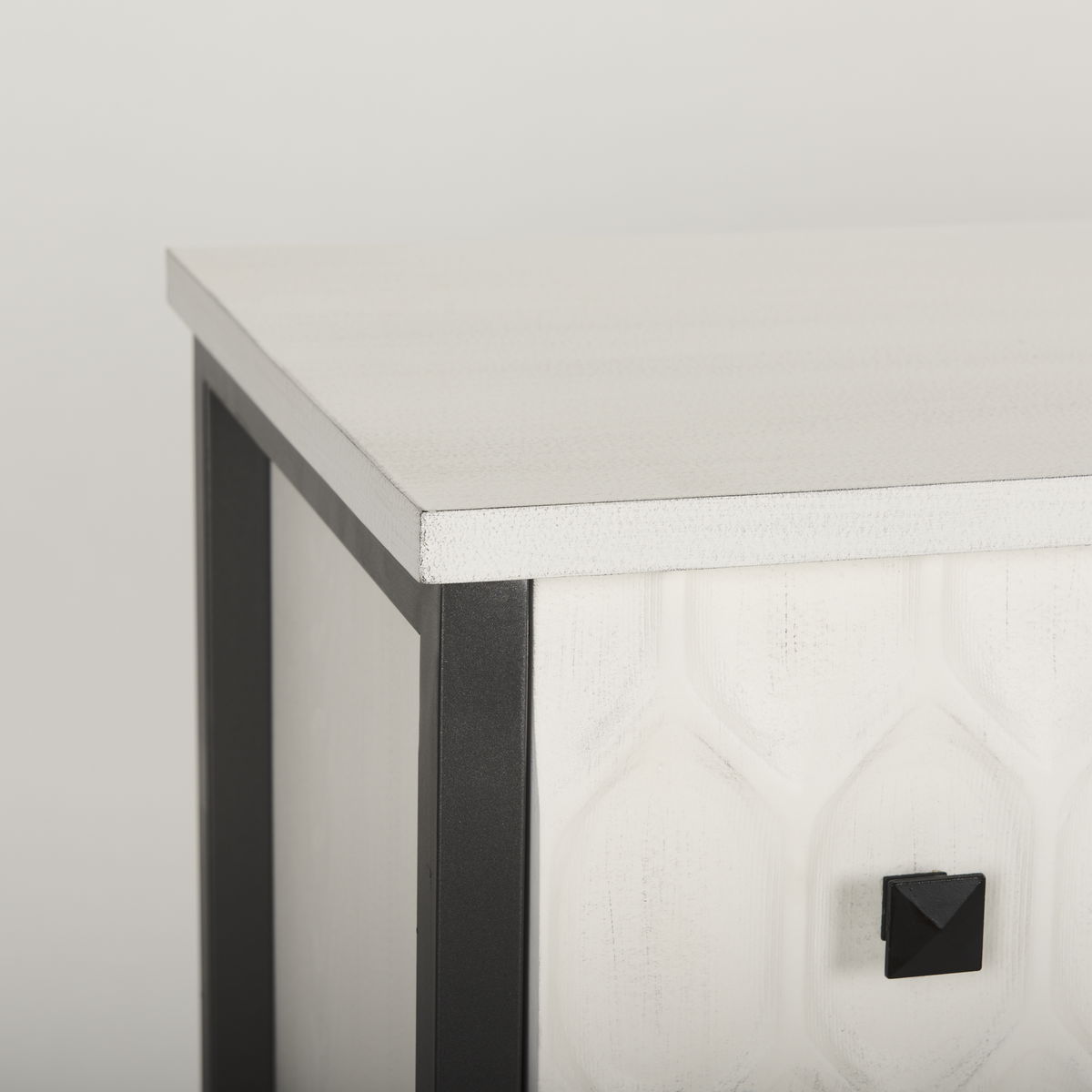 Savannah White Fir Veneer with Gray Metal 6-Drawer Sideboard, Sideboards & Buffet by Mercana, 62.6" length x 15.75" width x 31.5" height View 9